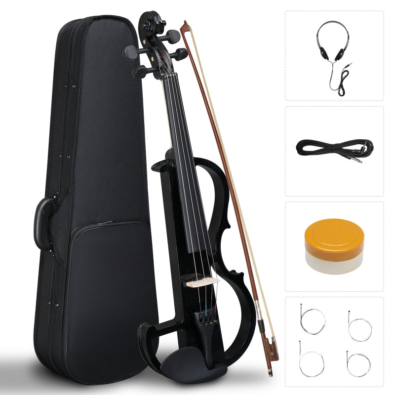 Glarry GV501 4/4 Full Size Acoustic Silent Electric Violin with Headphone - Black