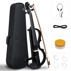Glarry GV501 4/4 Full Size Acoustic Silent Electric Violin with Headphone - Black