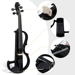 Glarry GV501 4/4 Full Size Acoustic Silent Electric Violin with Headphone - Black