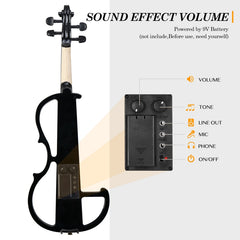 Glarry GV501 4/4 Full Size Acoustic Silent Electric Violin with Headphone - Black