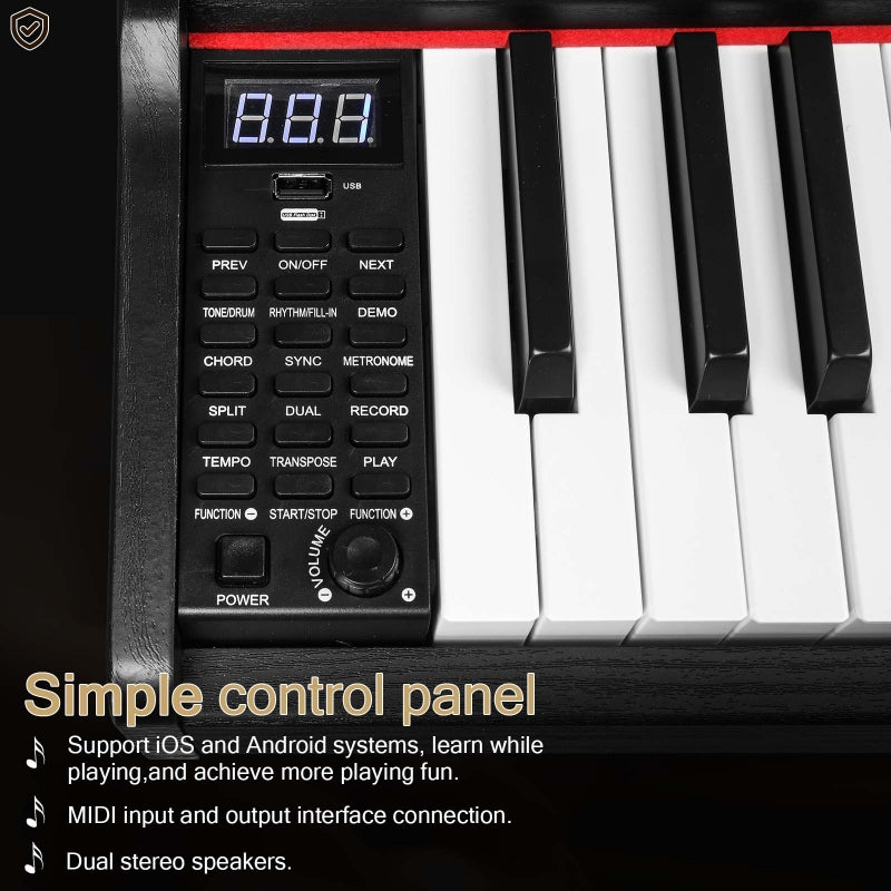 Glarry GDP-203 88 Key Full Size Weighted Hammer-action Keybed Digital Piano - Black