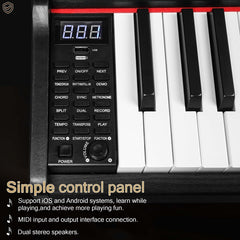 Glarry GDP-203 88 Key Full Size Weighted Hammer-action Keybed Digital Piano - Black