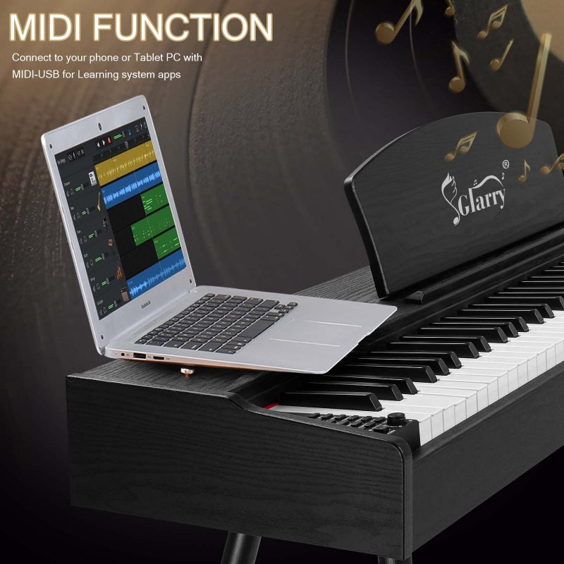Glarry GDP-203 88 Key Full Size Weighted Hammer-action Keybed Digital Piano - Black
