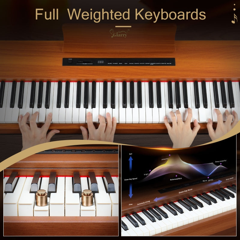 Glarry GDP-104 88-Key Home Fully Weighted Hammer-action Keybed Digital Piano - Walnut