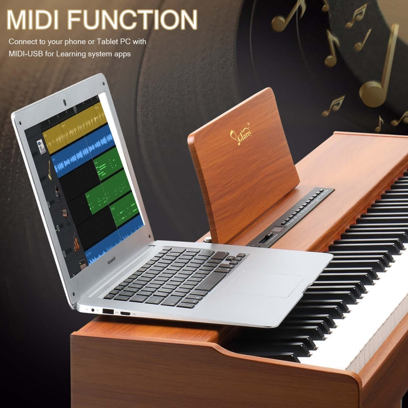 Glarry GDP-104 88-Key Home Fully Weighted Hammer-action Keybed Digital Piano - Walnut