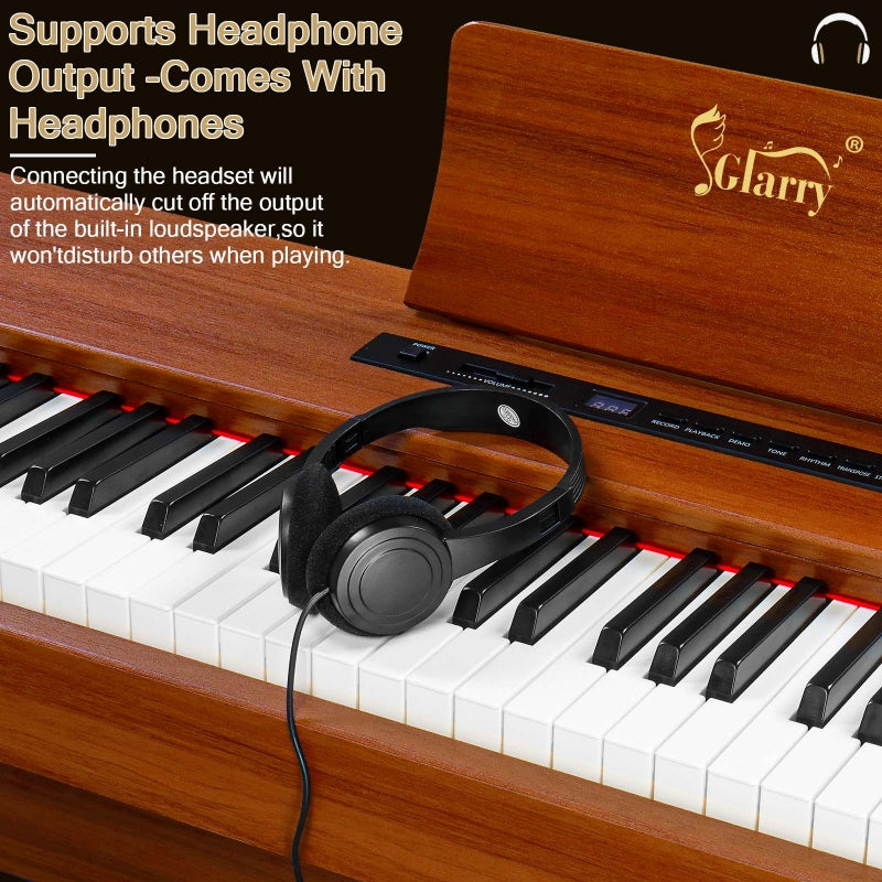 Glarry GDP-104 88-Key Home Fully Weighted Hammer-action Keybed Digital Piano - Walnut