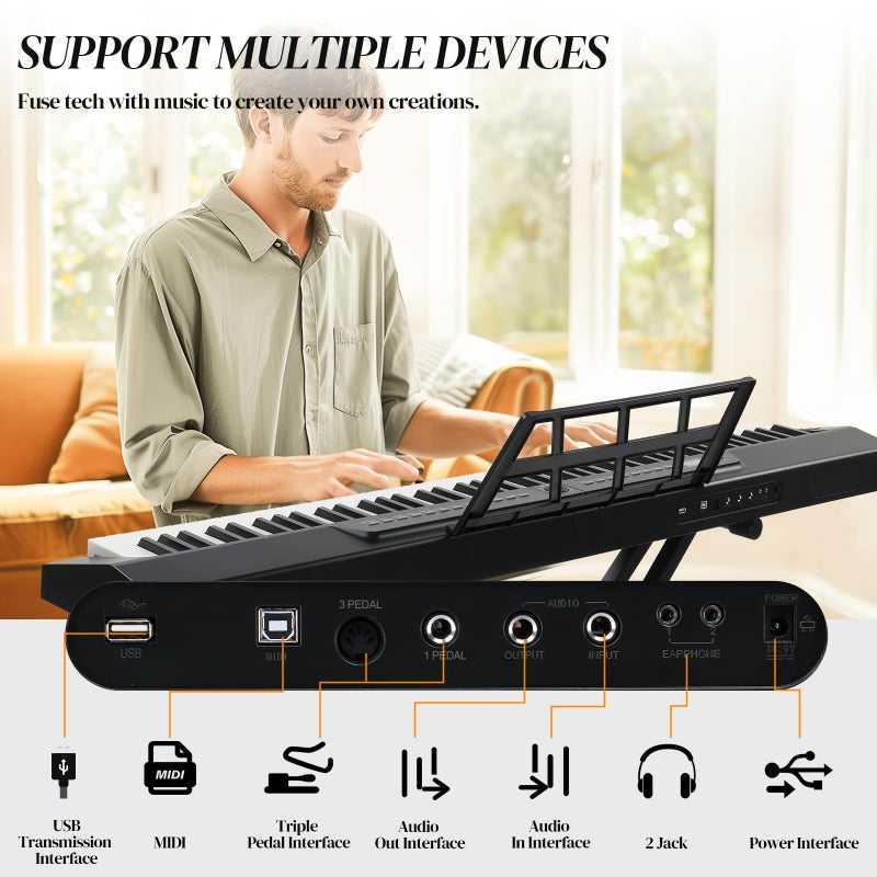 Glarry GPP-105 88 Key Full Size Semi-Weighted Standard Electric Digital Piano - Black