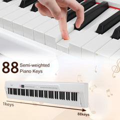 Glarry GPP-105 88 Key Full Size Semi-Weighted Standard Electric Digital Piano White