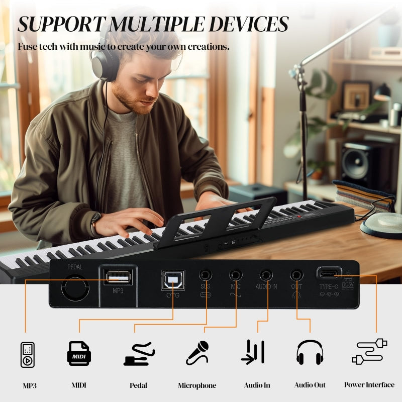 Glarry GPP-106 88 Key Foldable Full Size Semi-Weighted Standard Electric Digital Piano