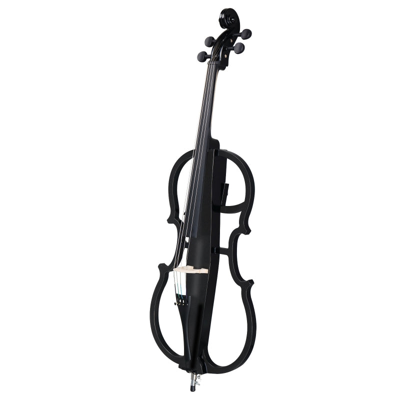 Glarry GC301 4/4 Full Size Solid Wood Electric Cello with Stereo Headphones - Black