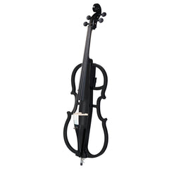 Glarry GC301 4/4 Full Size Solid Wood Electric Cello with Stereo Headphones - Black