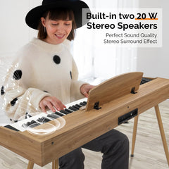 Glarry GDP-203 88 Key Full Size Weighted Hammer-action Keybed Digital Piano - Burlywood