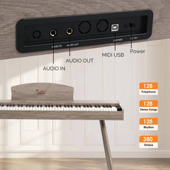 Glarry GDP-203 88 Key Full Size Weighted Hammer-action Keybed Digital Piano - Gray