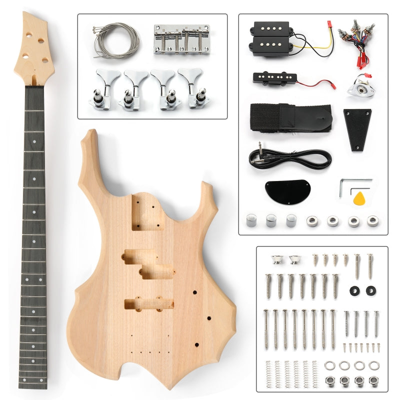 Glarry DIY Burning Fire Style Electric Bass Guitar