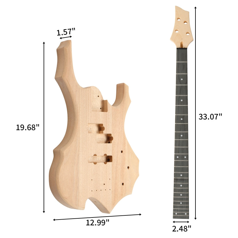 Glarry DIY Burning Fire Style Electric Bass Guitar