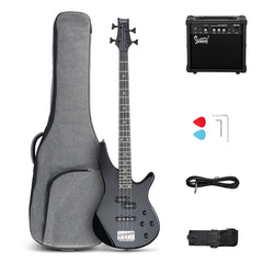 Glarry GIB 4 String Full Size Bass Guitar SS pickups -Black / 20W Amplifier