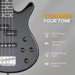 Glarry GIB 4 String Full Size Bass Guitar SS pickups -Black / 20W Amplifier