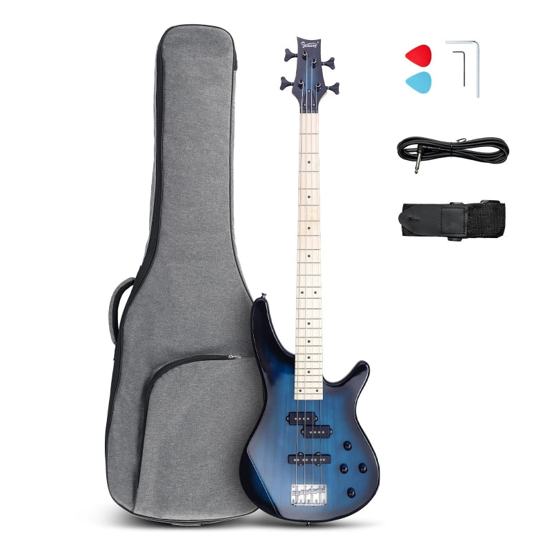 Glarry GIB 4 String Full Size Bass Guitar SS pickups w/ 20W Amplifier - Blue