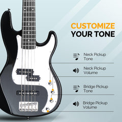 Glarry GP 5 String Electric Bass Guitar - Black