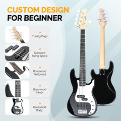 Glarry GP 5 String Electric Bass Guitar - Black