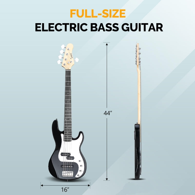 Glarry GP 5 String Electric Bass Guitar - Black