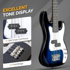 Glarry GP 36in Kid's Electric Bass Guitar - blue