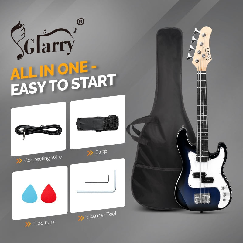 Glarry GP 36in Kid's Electric Bass Guitar - blue