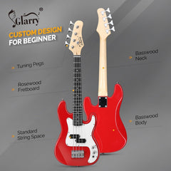 Glarry GP 36in Kid's Electric Bass Guitar - Red