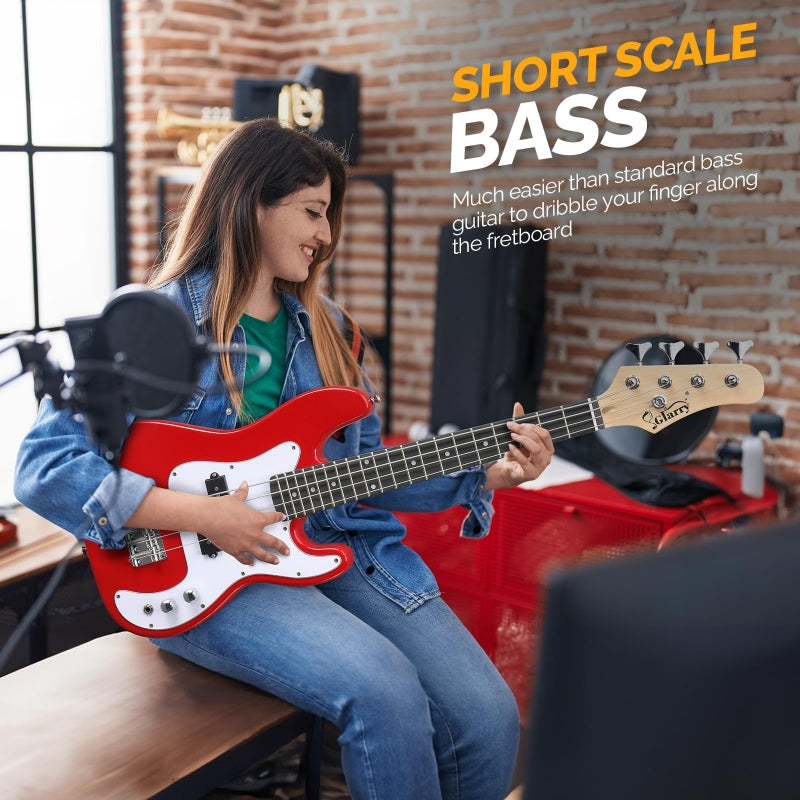 Glarry GP 36in Kid's Electric Bass Guitar - Red