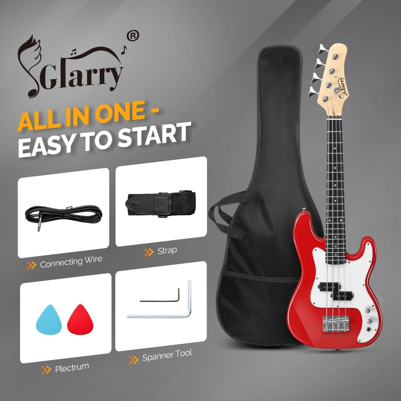 Glarry GP 36in Kid's Electric Bass Guitar - Red