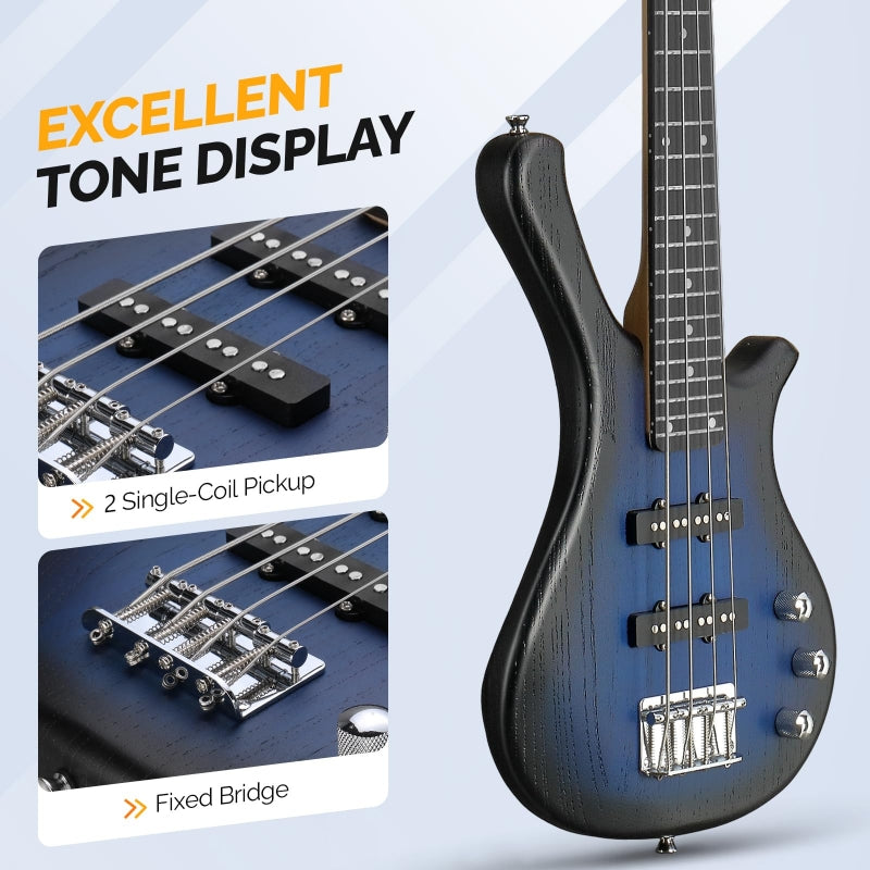 Glarry GW101 36in Kid's Electric Bass Guitar - Blue