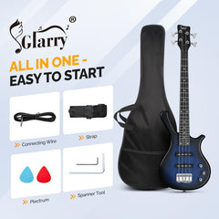 Glarry GW101 36in Kid's Electric Bass Guitar - Blue