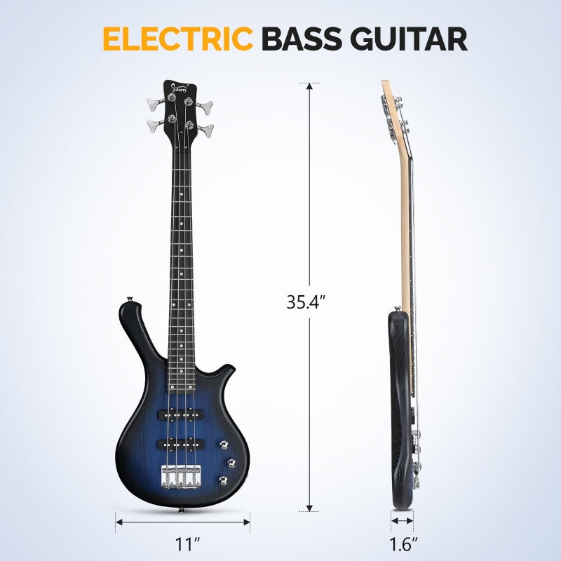 Glarry GW101 36in Kid's Electric Bass Guitar - Blue