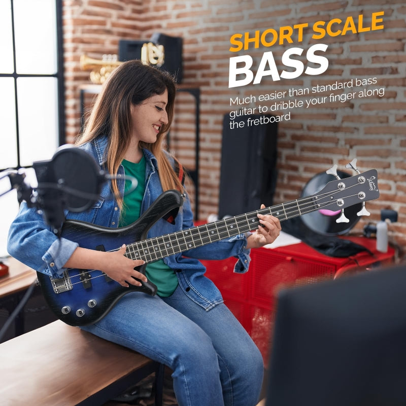 Glarry GW101 36in Kid's Electric Bass Guitar - Blue