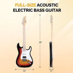 Glarry GST Sunset Electric Guitar HSS Pickups w/20W Amplifier