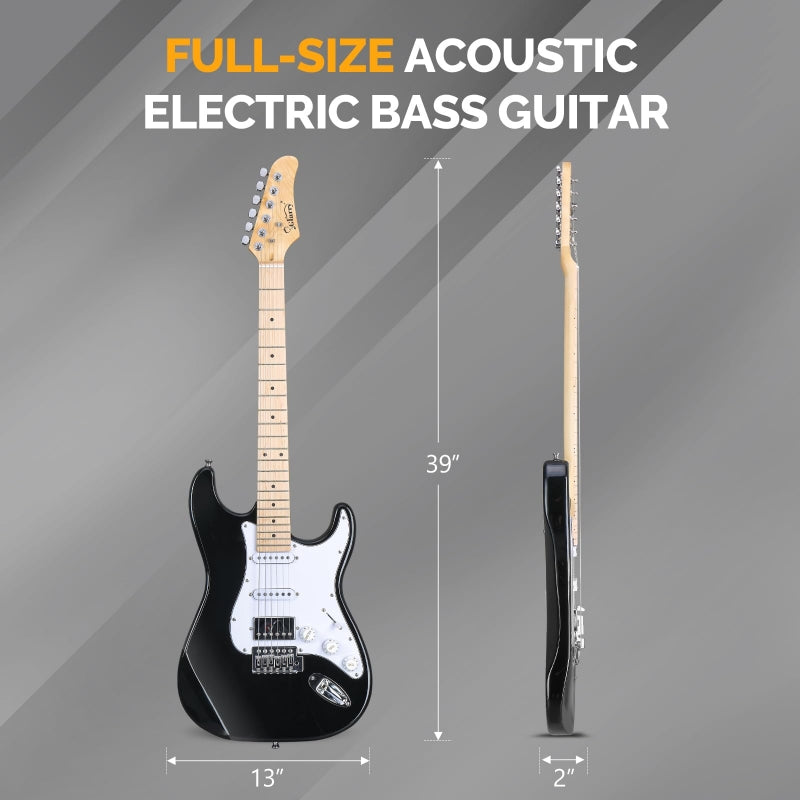 Glarry GST Black Electric Guitar HSS Pickups w/20W Amplifier
