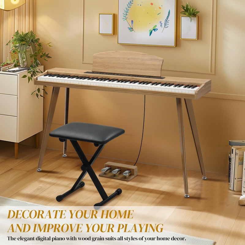 Glarry GPP-203 88 Key Full Size Semi-Weighted Standard Electric Digital Piano with Piano Bench