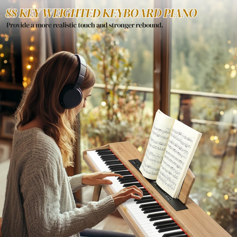 Glarry GPP-203 88 Key Full Size Semi-Weighted Standard Electric Digital Piano with Piano Bench