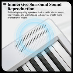 Glarry GPP-106 88 Key Foldable Full Size Semi-Weighted Standard Electric Digital Piano - White