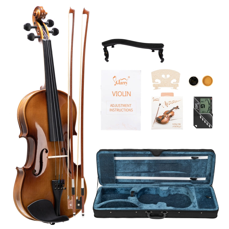 Glarry GV406 4/4 Violin Solid Wood Bright Natural